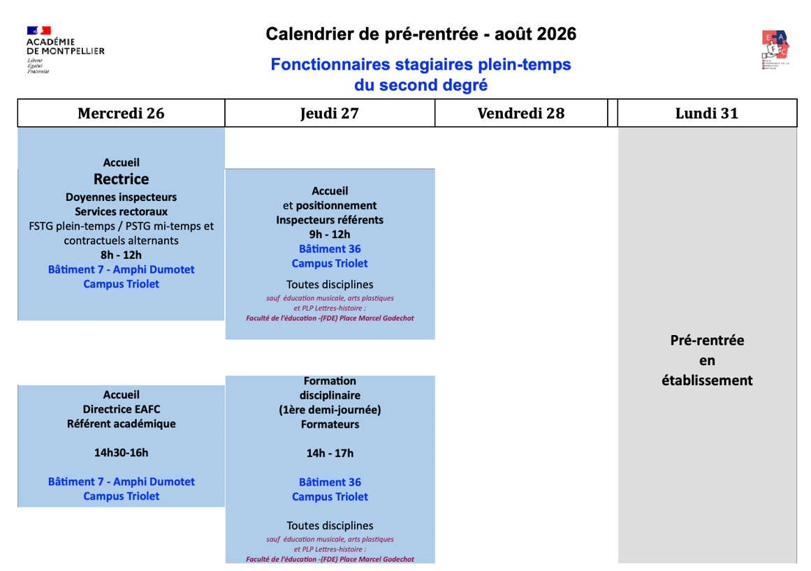 Planning PLEIN TEMPS 26 27